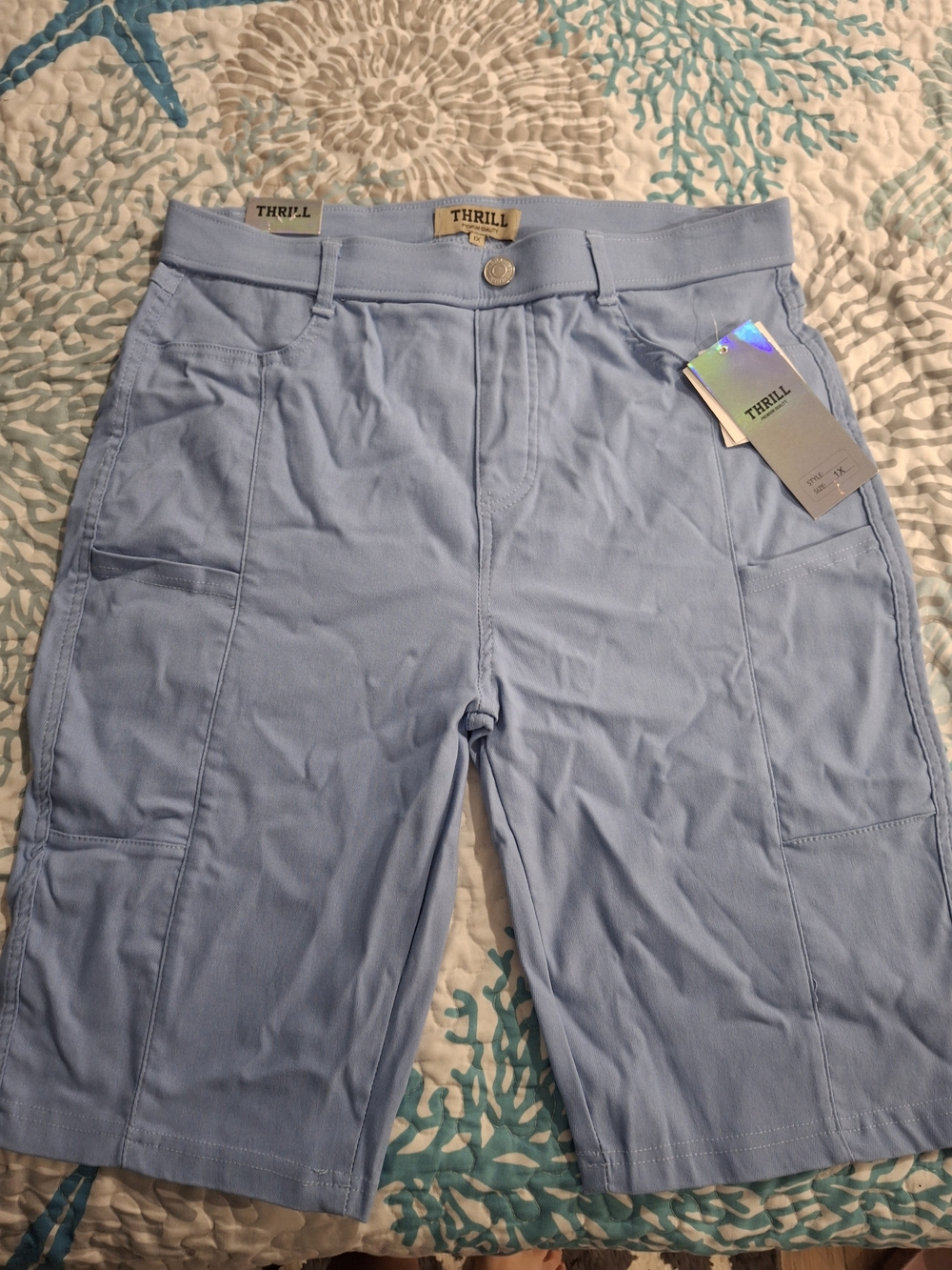 Thrill Pale Blue Woman's Cargo Shorts